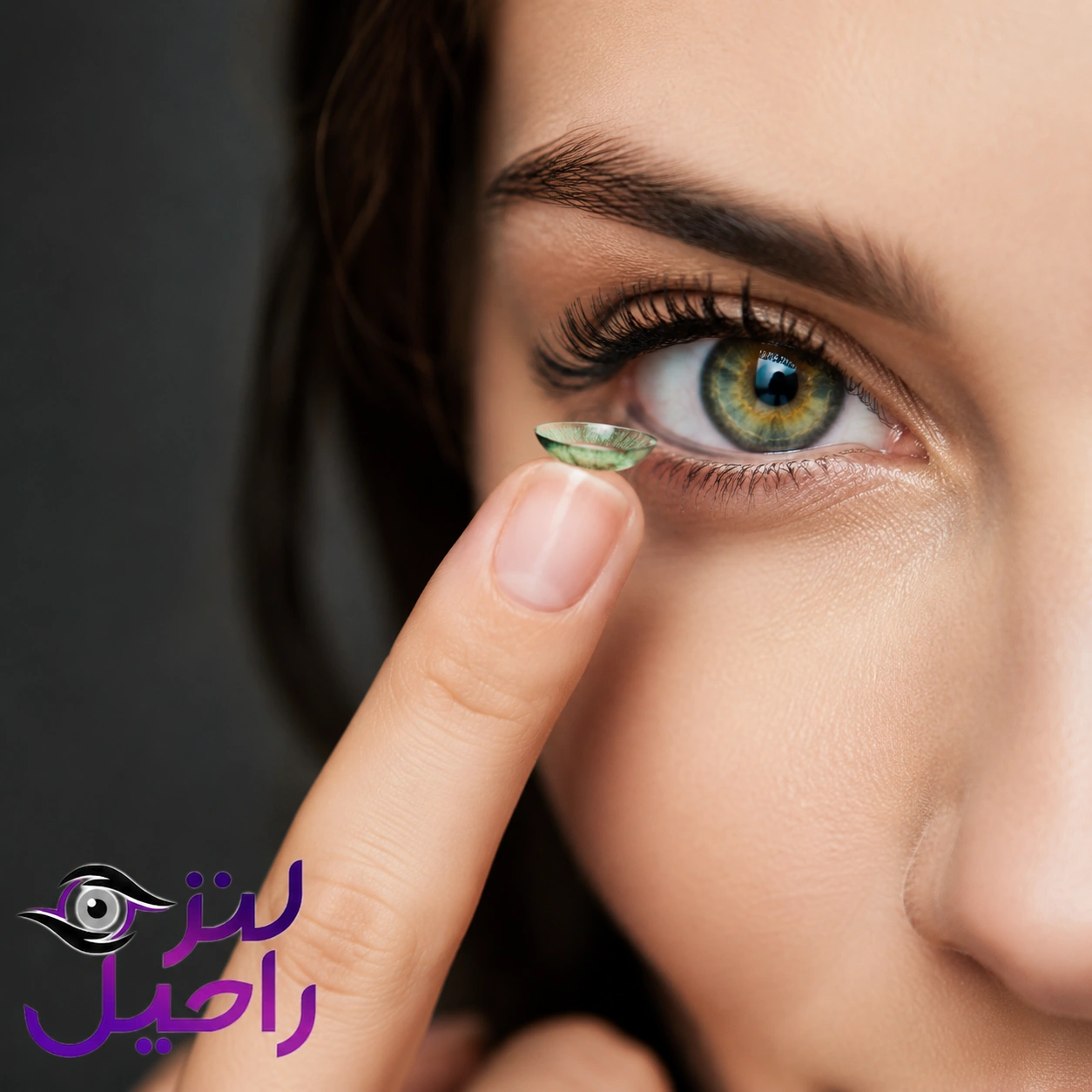 تست لنز روی چشم سبز رنگ